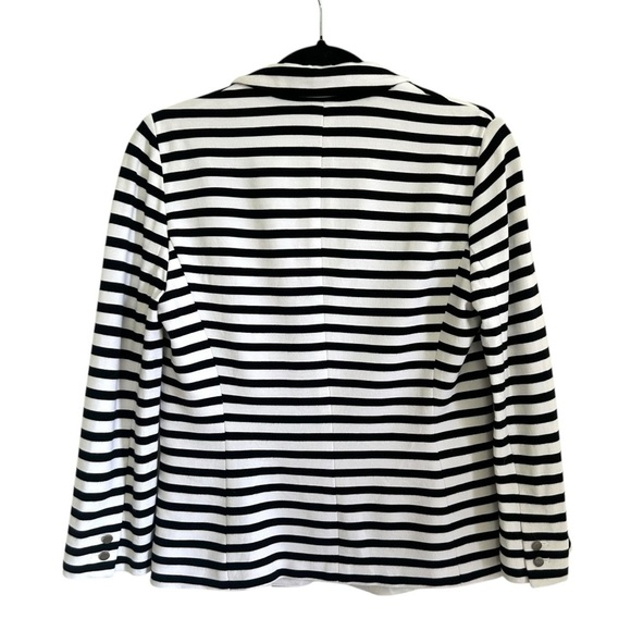 BANANA REPUBLIC Black and White Striped Ponte Blazer Knit Jacket Women's Size 6 - Picture 7 of 10